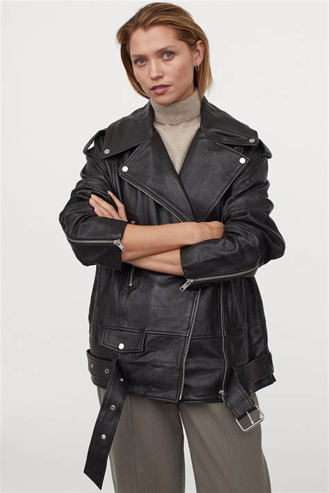 h&m oversized biker jacket